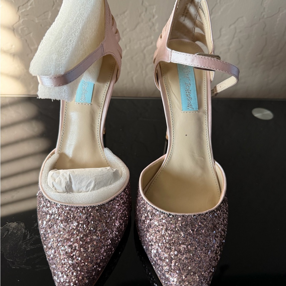 Betsey Johnson Pink Glitter Heels